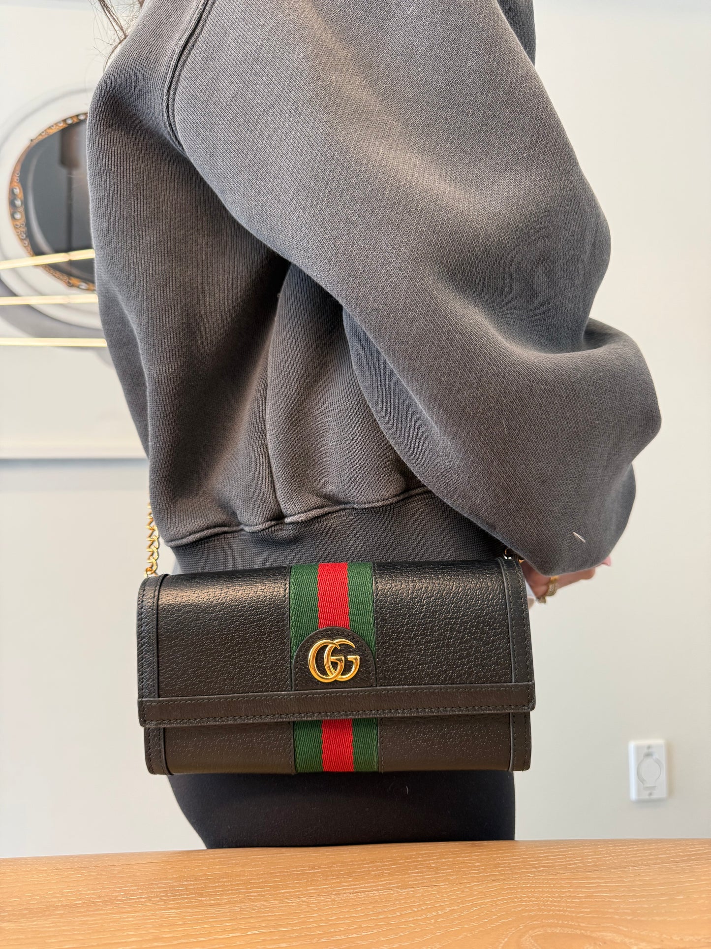 Authentic Gucci Ophidia Flap Marmont Wallet with added removeable strap in original box ! Retail $1170 plus tax fits phones cards cash coins etc