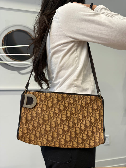 Authentic Christian Dior Zipper Top Trotteur crossbody shoulder bag! Vintage gold fits phones cards cash coins etc