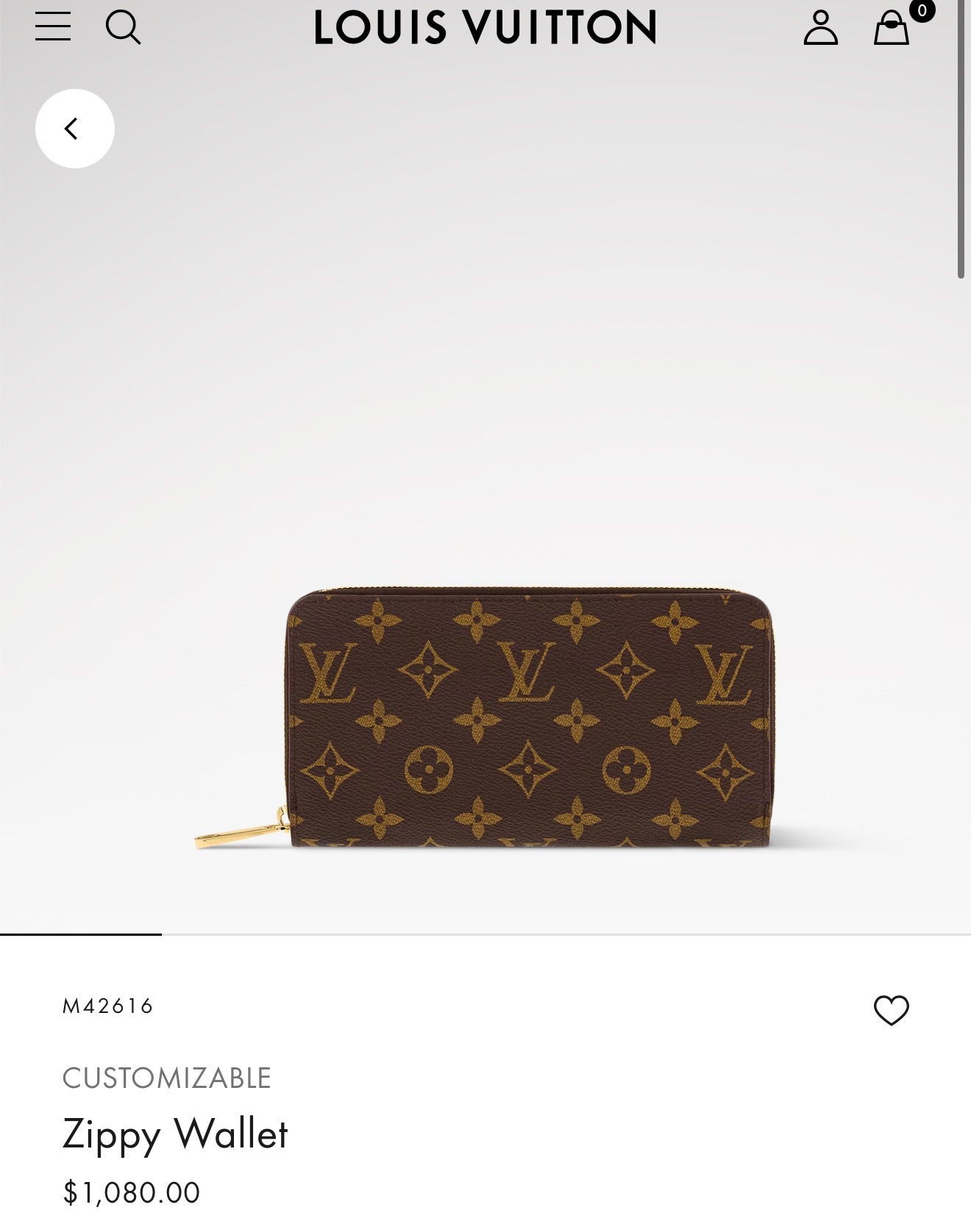 Authentic Louis Vuitton Monogram Zip around wallet fits cards cash coins phones etc retail $1000+ tax