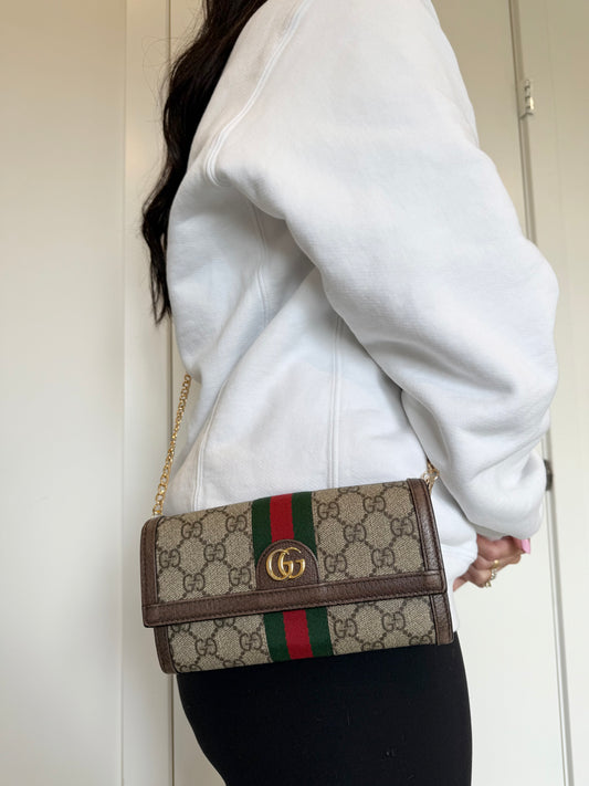 Gucci supreme Ophidia wallet with added strap and box ! Fits phones etc retail is $1035 now in stores