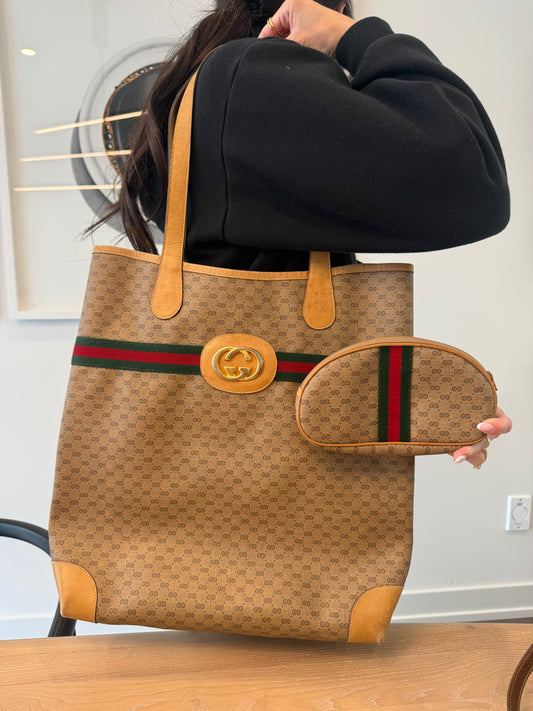 Authentic Gucci Ophidia Shoulder tote with matching Ophidia clutch !! Gorgeous preloved condition. Rare 1990 vintage set !