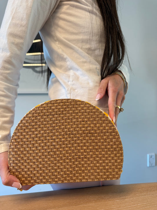 Authentic Dior Riveria Raffia Half Moon clutch! Like new condition