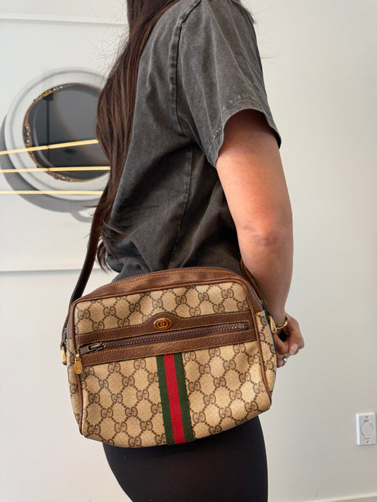 Authentic Gucci Supreme Ophidia Zipper top adjustable strap crossbody ! Fits phones cards cash coins etc