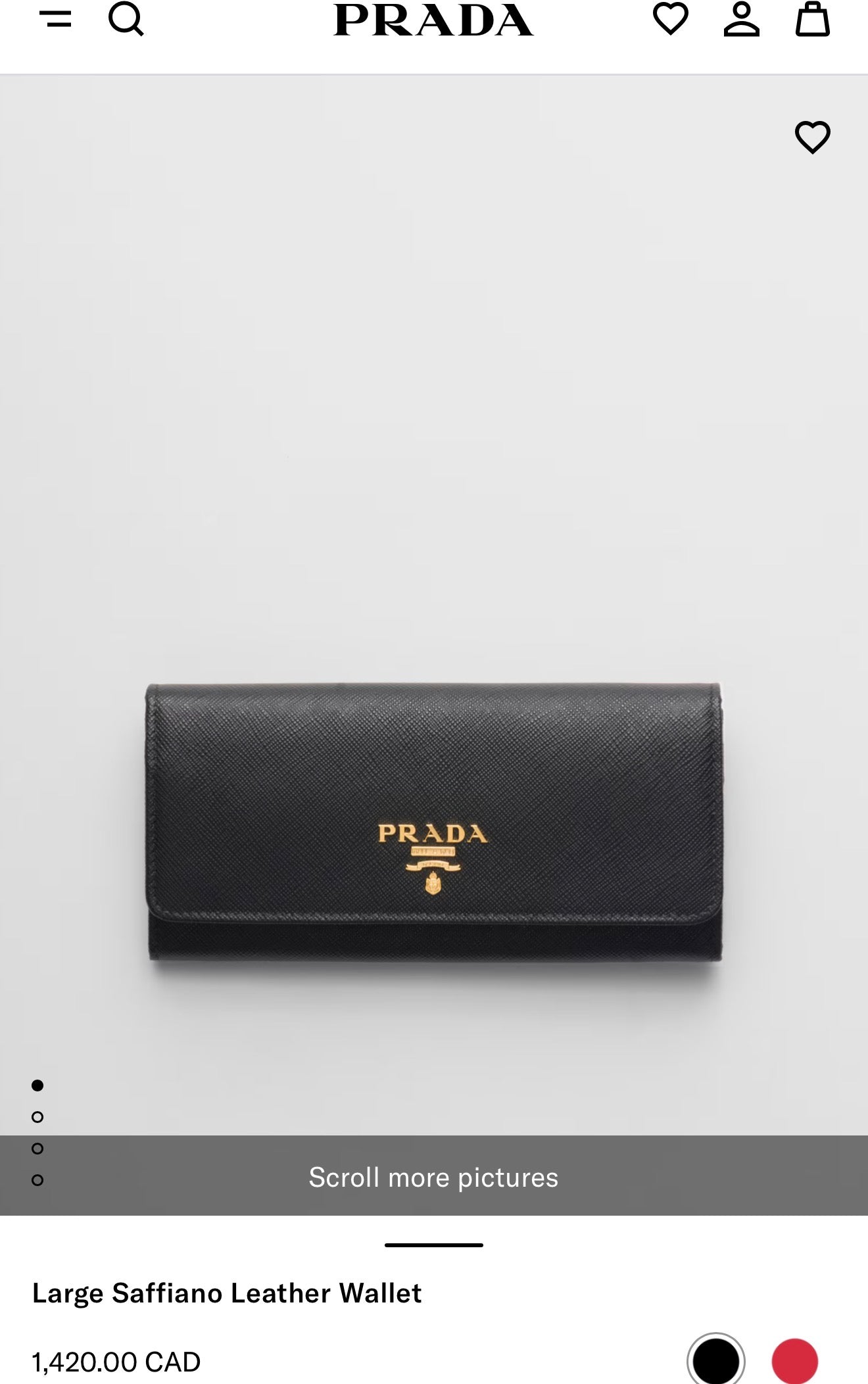 Authentic Prada Saffiano wallet with added removeable strap in box fits phones cards cash coins etc retail $1420 absolute pristine preloved condition