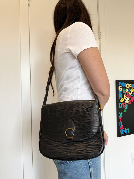 Louis Vuitton black epi st cloud gm with adjustable strap crossbody in pristine condition