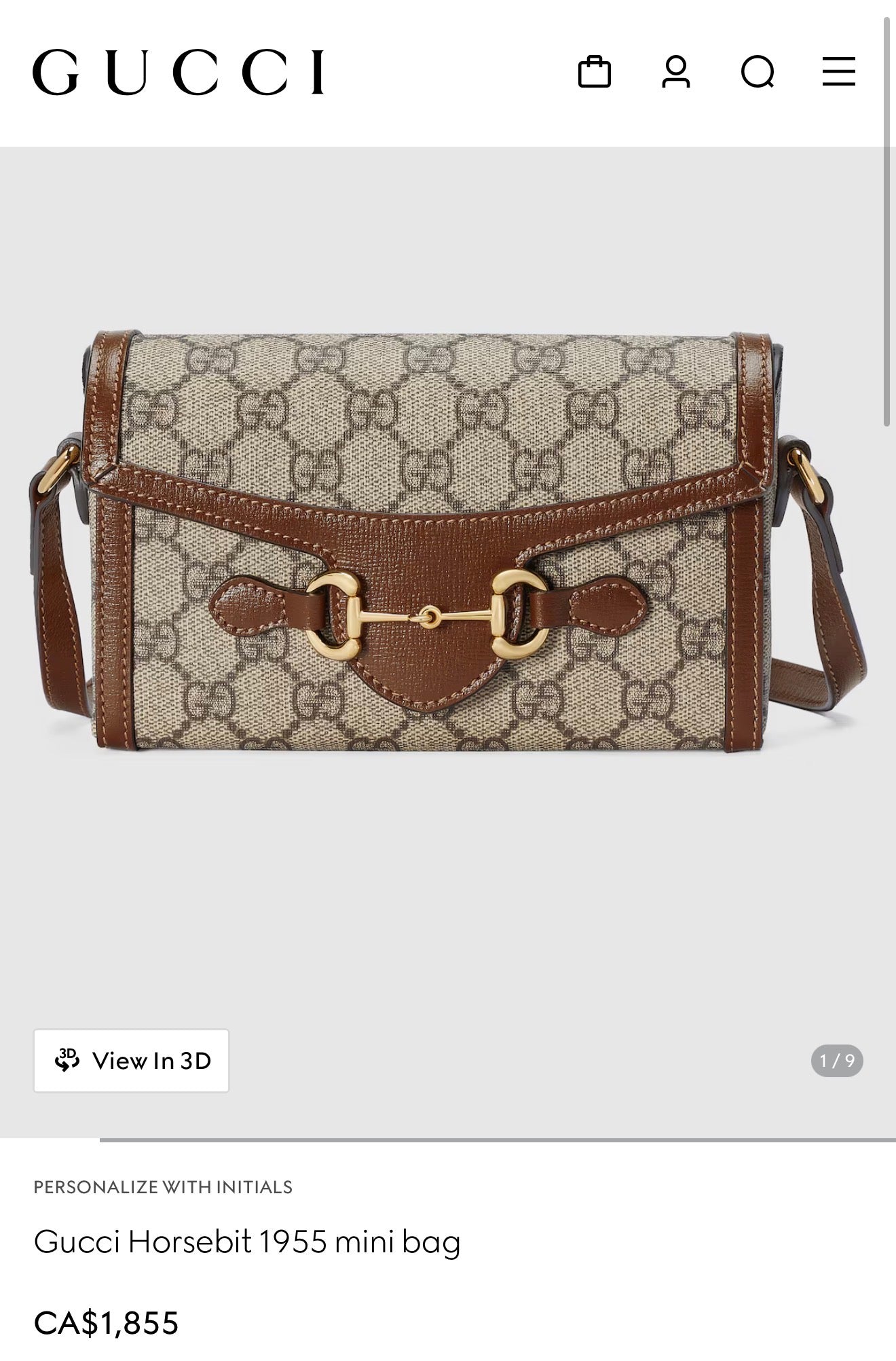 Authentic Gucci Horsebit 1955 adjustable strap magnetic buckle closure crossbody bag in 9 9.5/10 condition absolutely pristine fits all phones etc over $2000 retail!