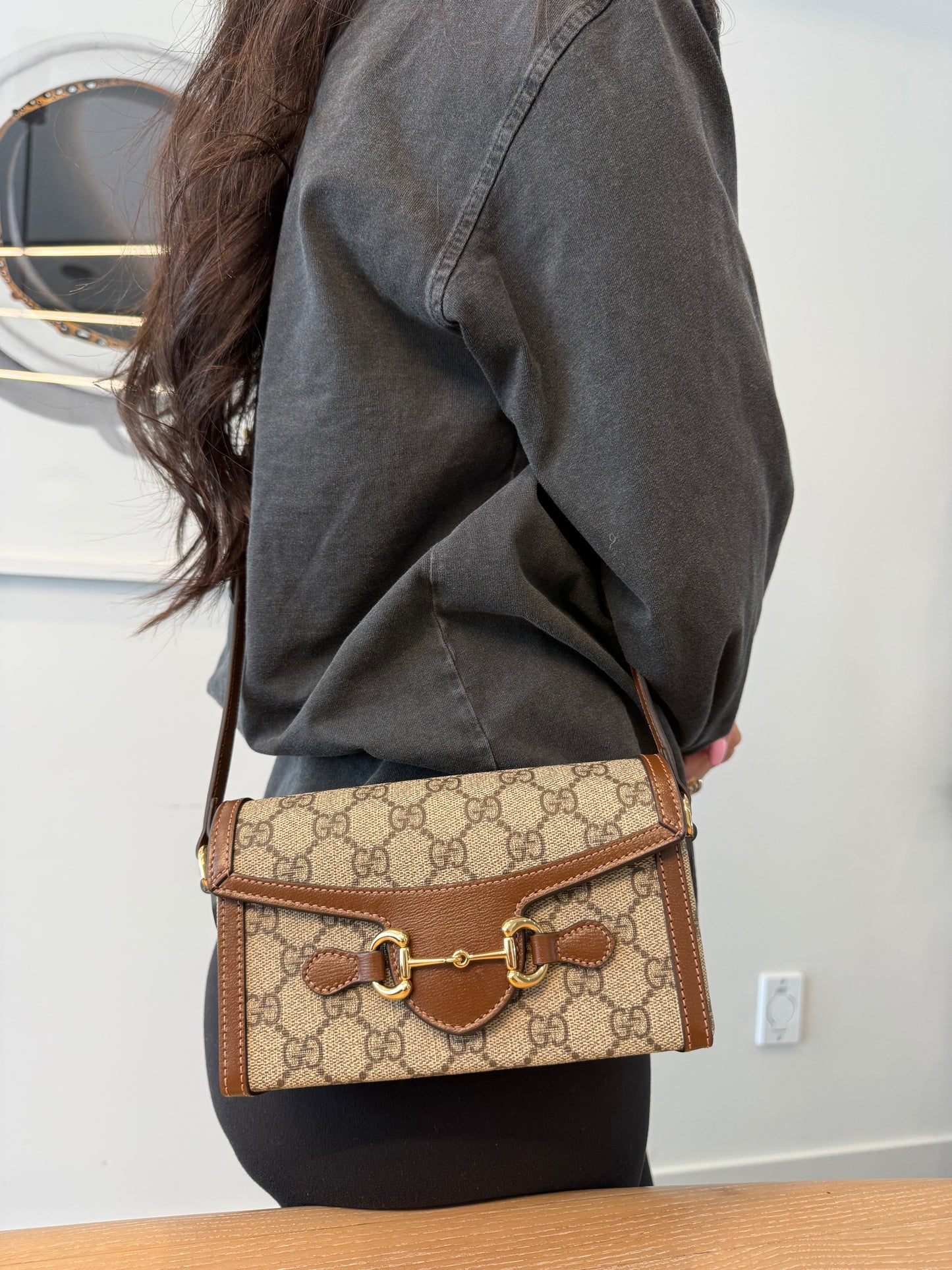 Authentic Gucci Supreme horsebit 1955 magnetic adjustable strap crossbody in brand new condition!! My clients paid over $2000 and wore it twice ! Fits phones keys lipstick etc unbelievable piece
