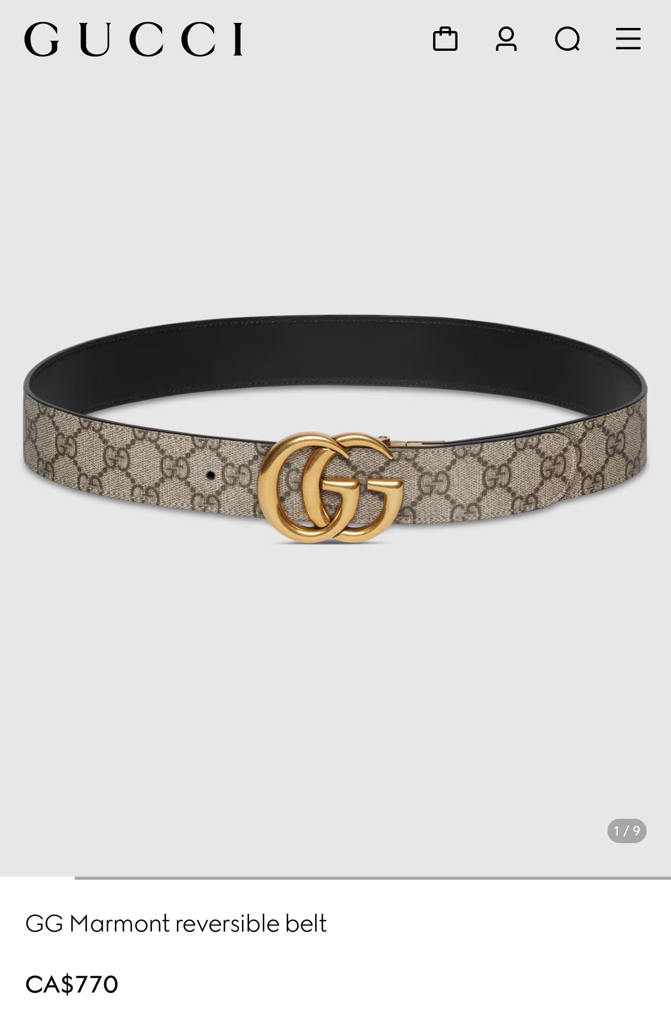 Authentic Gucci Supreme size 85 reversible supreme and black pristine condition!!! Fits small and medium! Retail is $770 plus tax !!