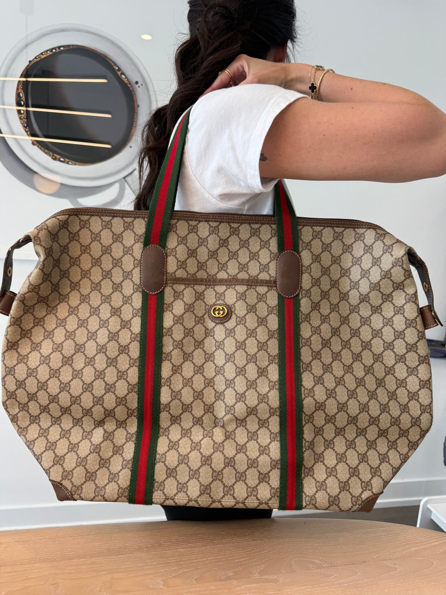 Authentic Gucci Supreme Ophidia Zipper Top Shoulder Tote Weekender in pristine condition inside and out !!