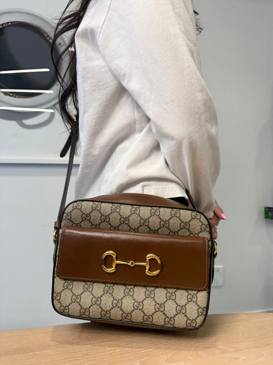 Authentic Gucci Supreme Horsebit magnetic closure zipper top adjustable strap in unbelievable condition Inside and out retail is over $3000! Fits phones wallets keys etc