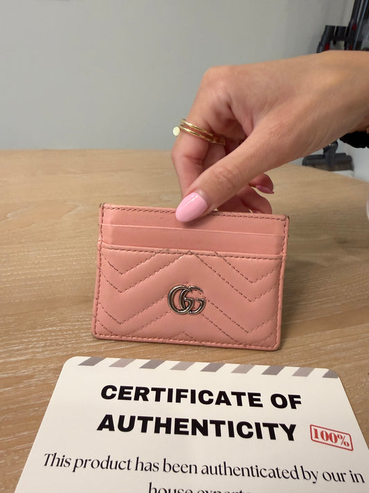 Authentic Gucci Marmont Pink/ Silver Cardholder retail $599