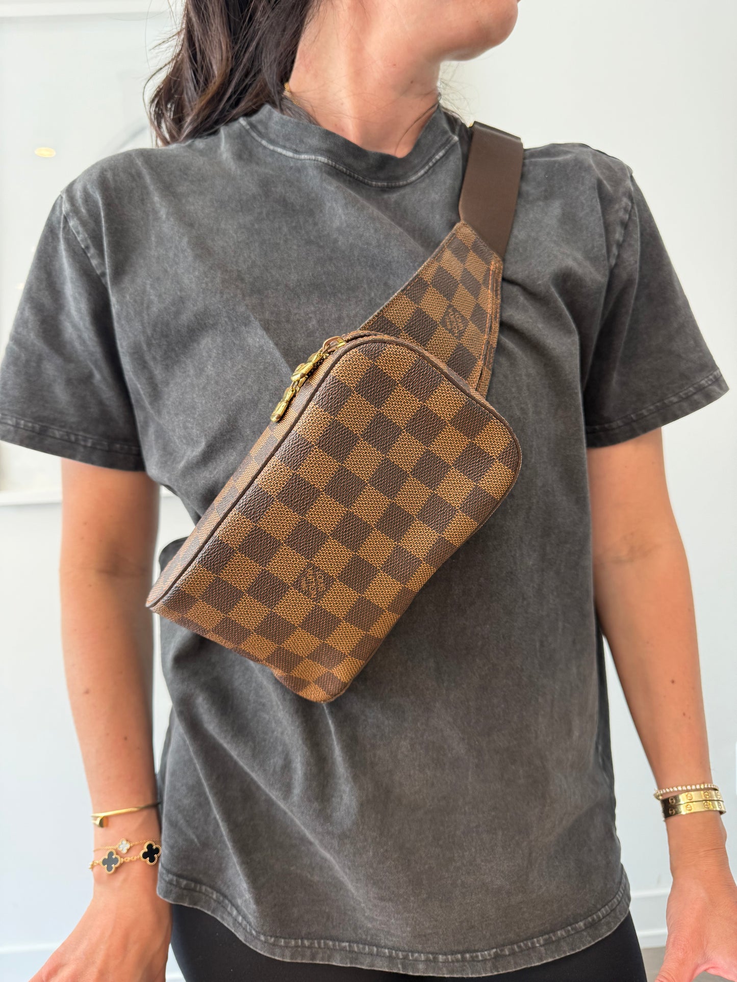 Authentic Louis Vuitton Damier Ebene Geronimos unisex adjustable strap crossbody in pristine condition inside and out !! Fits phones wallets keys cardholders etc
