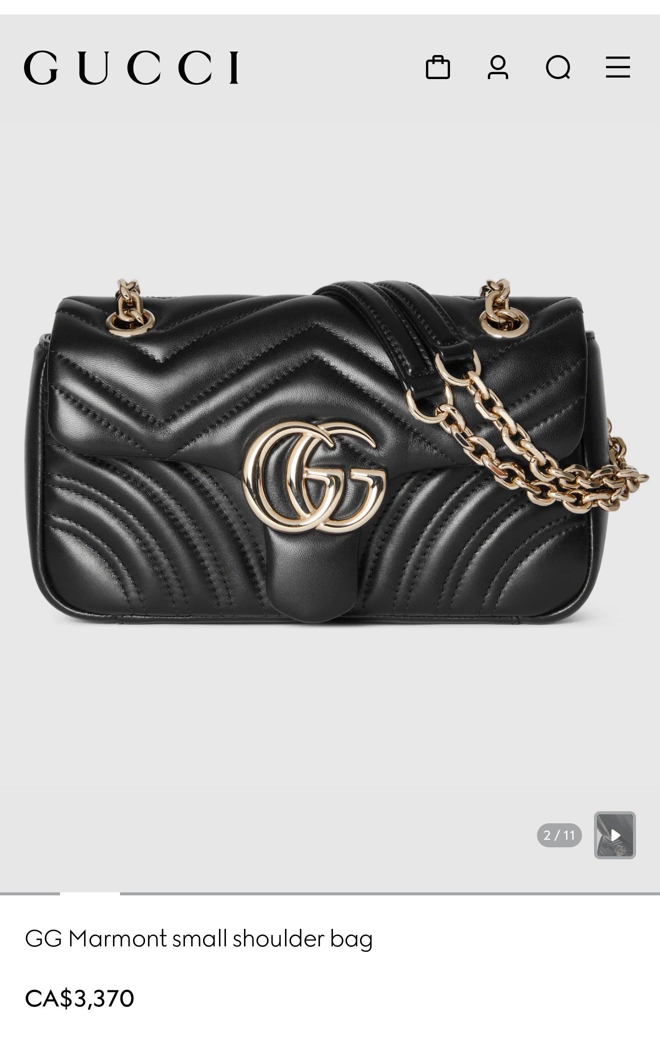 Authentic Gucci Marmont Chevron 2 Way Heavy duty Crossbody Shoulder bag in brand new condition!! $3700 plus tax retail!!