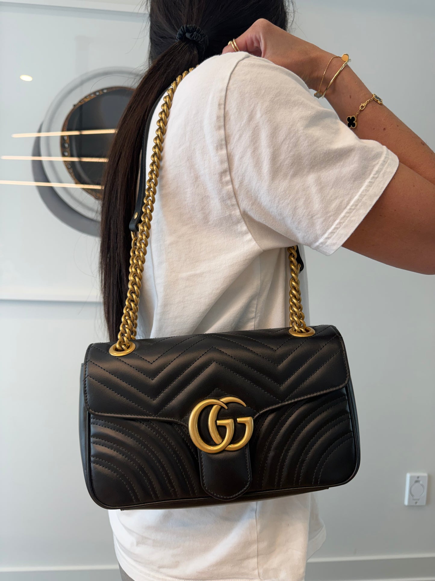 Authentic Gucci Marmont Chevron 2 Way Heavy duty Crossbody Shoulder bag in brand new condition!! $3700 plus tax retail!!