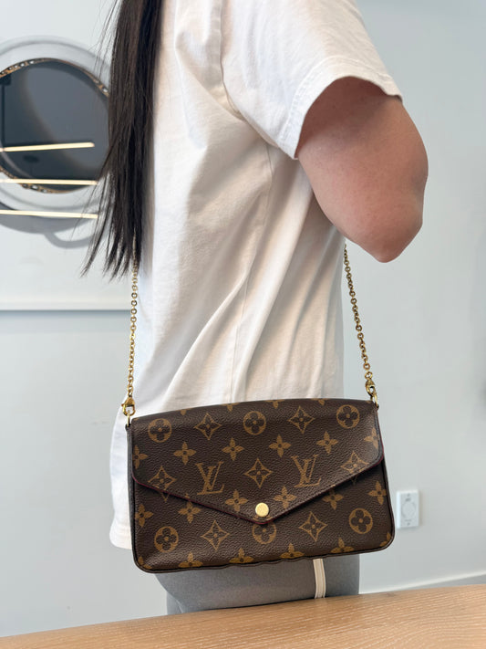 Authentic Louis Vuitton Monogram Sarah Felicie Original Chain Strap crossbody retail over $2500!