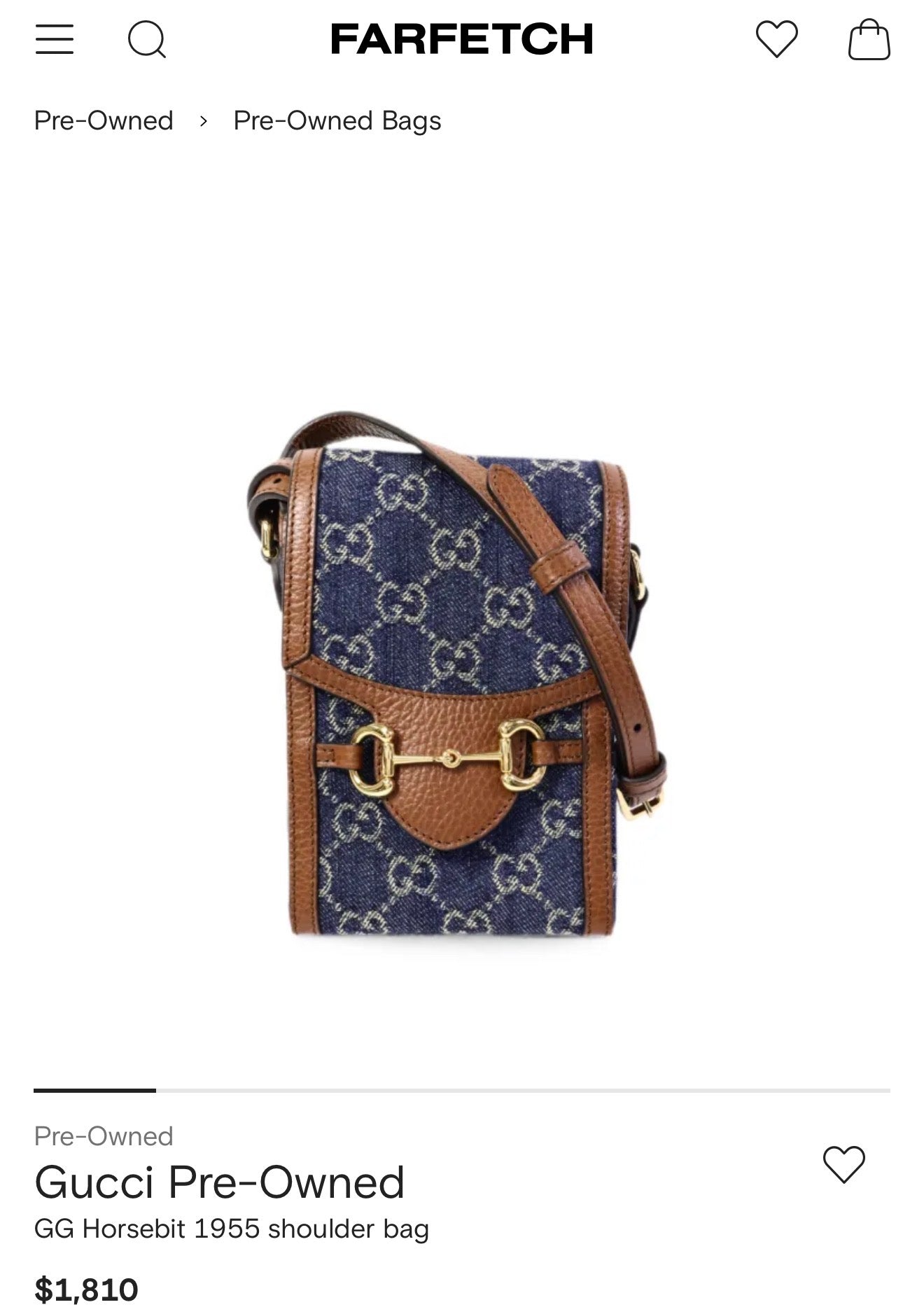 Authentic Gucci Denim GG Brown Leather Horsebit Adjustable Strap Crossbody in brand new condition! Retail was over $2500 new !