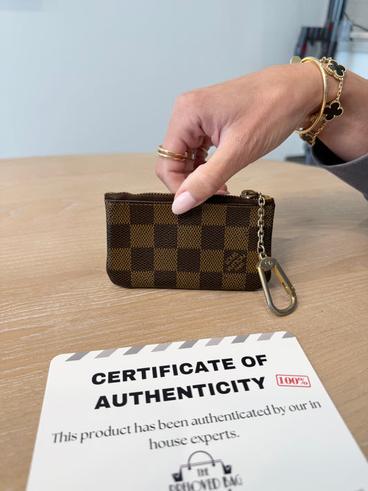 Authentic Louis Vuitton Damier Ebene Cles card coin pouch with original hook !