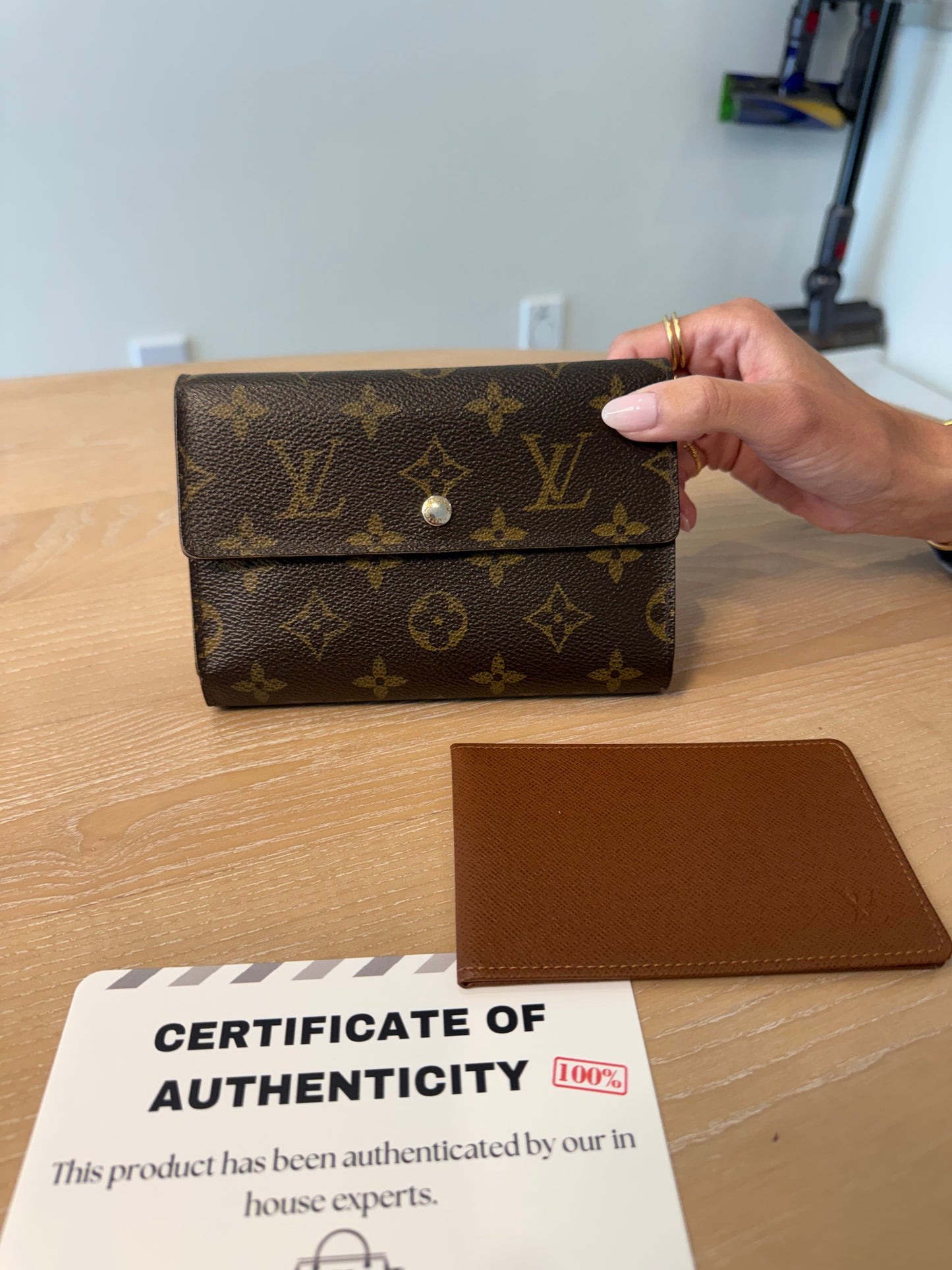 Authentic Louis Vuitton Monogram Trifold Wallet with matching cardholder in pristine preloved condition inside and out !