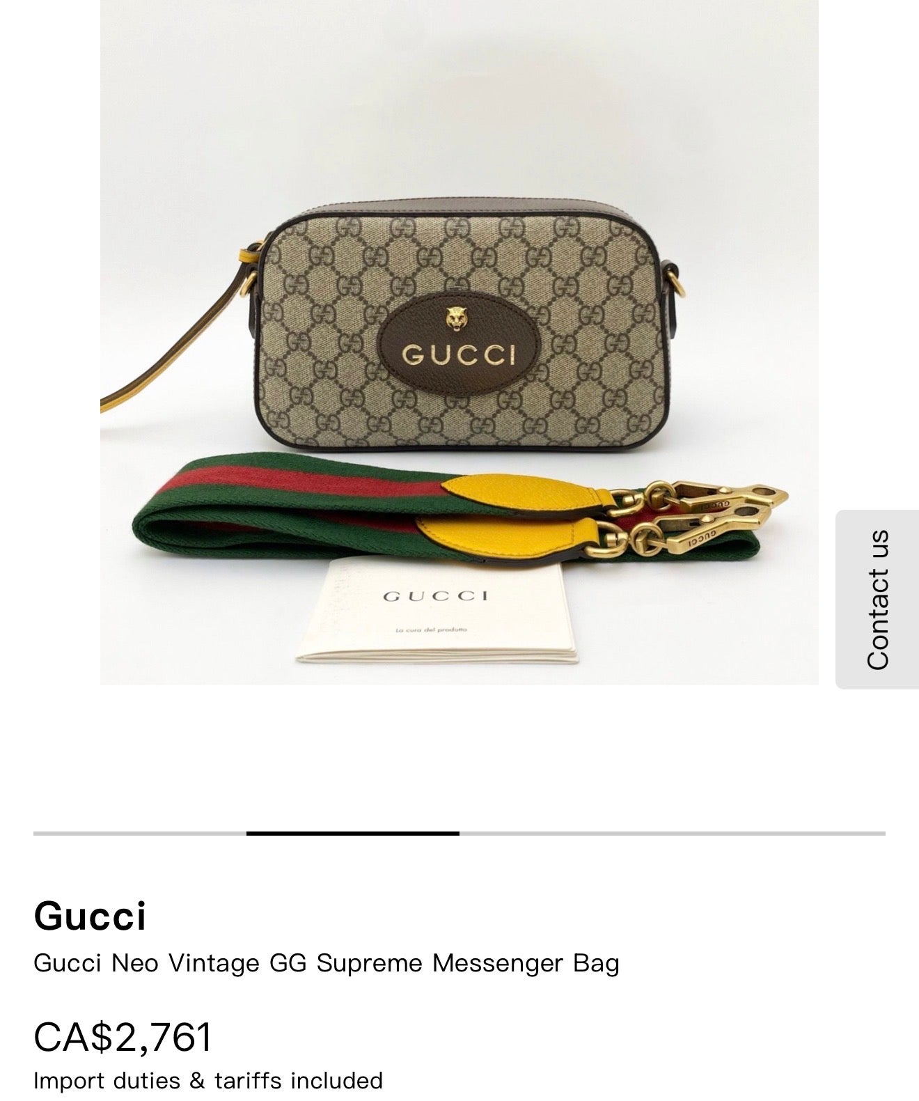Authentic Gucci Supreme Neo Ophidia Strap Zipper Top ! Retail new over $3500 brand new client wore her once ! Fits phones wallets cards cash coins etc !