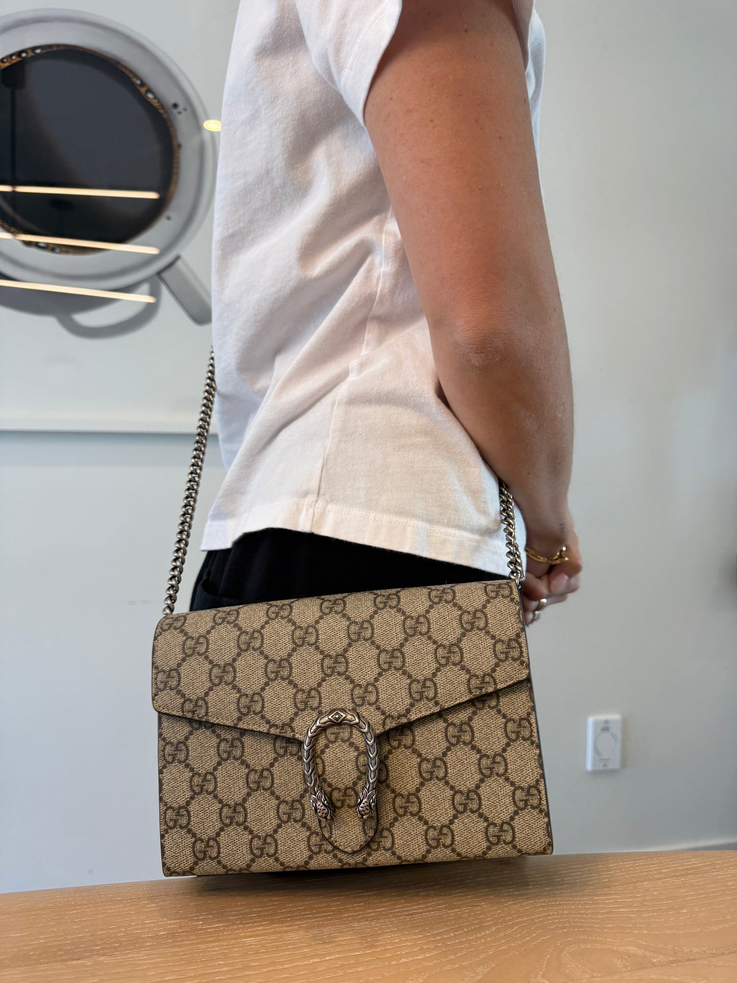 Authentic Gucci Supreme Dyonsus WOC wallet on original chain crossbody ! Retail $2750