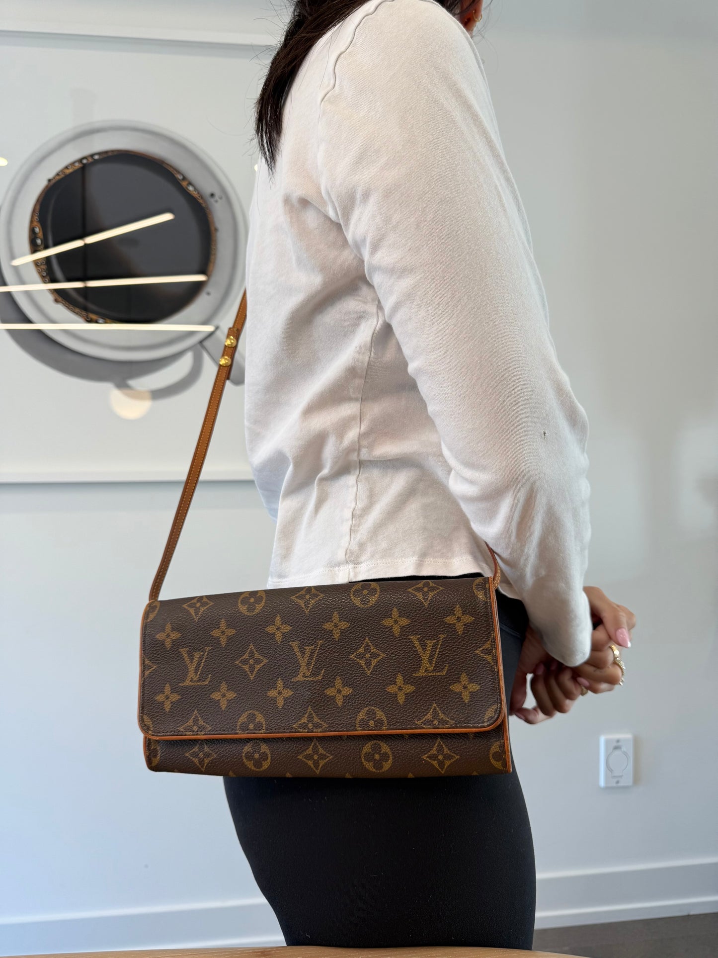 Louis Vuitton Monogram Twin GM Crossbody Clutch with Original Louis Vuitton Strap fits phones makeup keys wallets etc