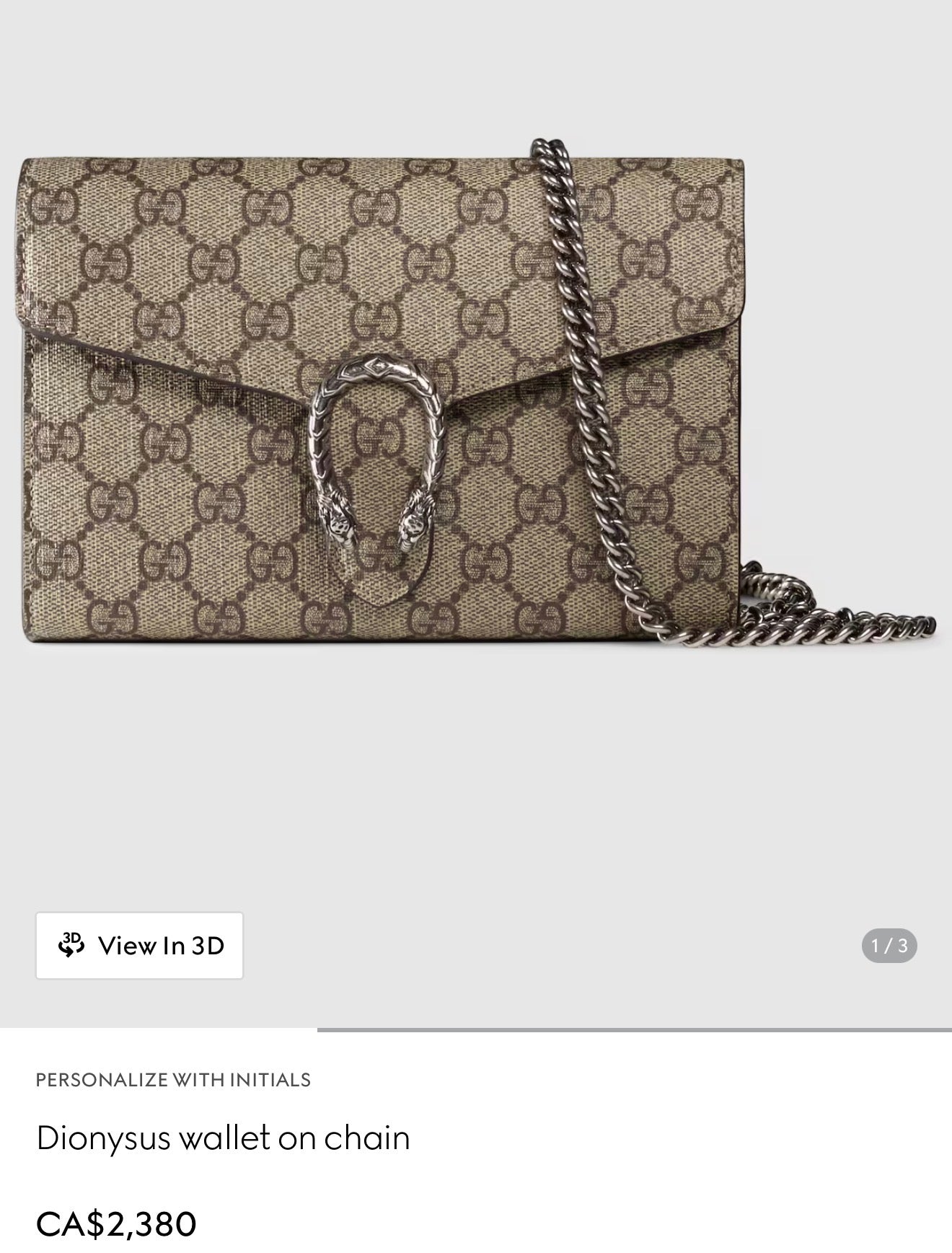 Authentic Gucci Supreme Dionysus WOC triple compartment crossbody bag with original chain ! My client paid $2500 plus tax! Asking 50% off