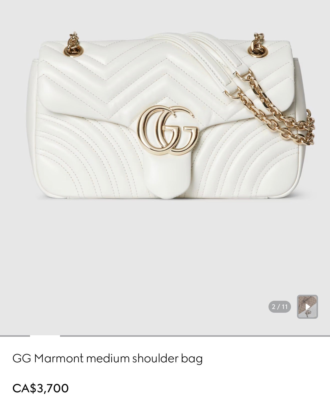 Authentic Gucci Marmont Medium Crème/Gold 2 way crossbody shoulder bag retail $3700 plus tax ! Client used her a few time 9 9.5/10 condition. Over 50% off retail