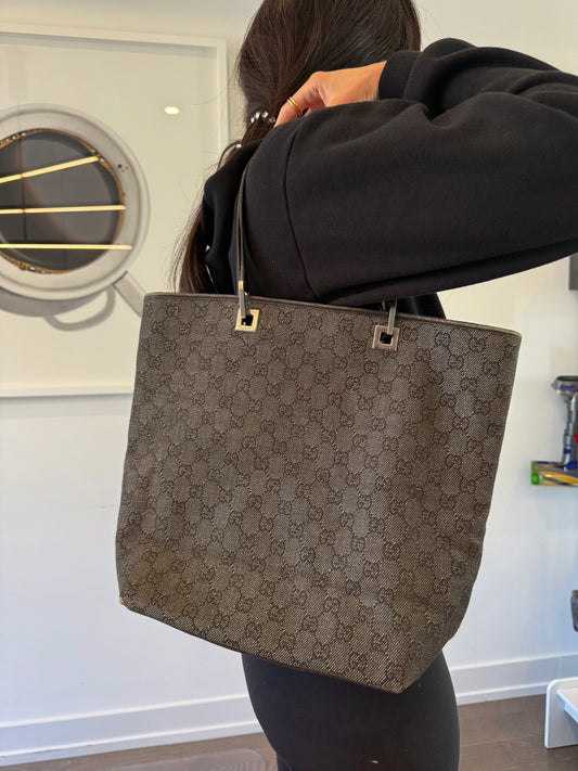 Rare Gucci Black Denim shoulder tote in gorgeous preloved condition! Fits laptops gym clothes makeup keys wallets etc