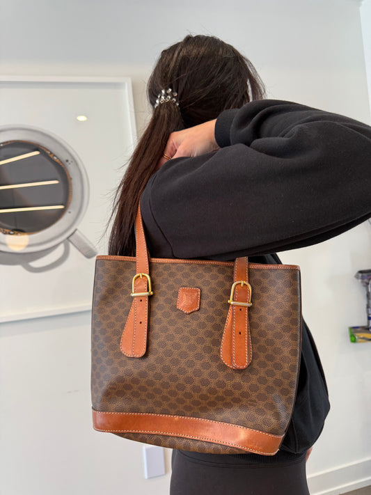 Rare Celine macadam triple compartment shoulder bucket bag in gorgeous condition inside and out !