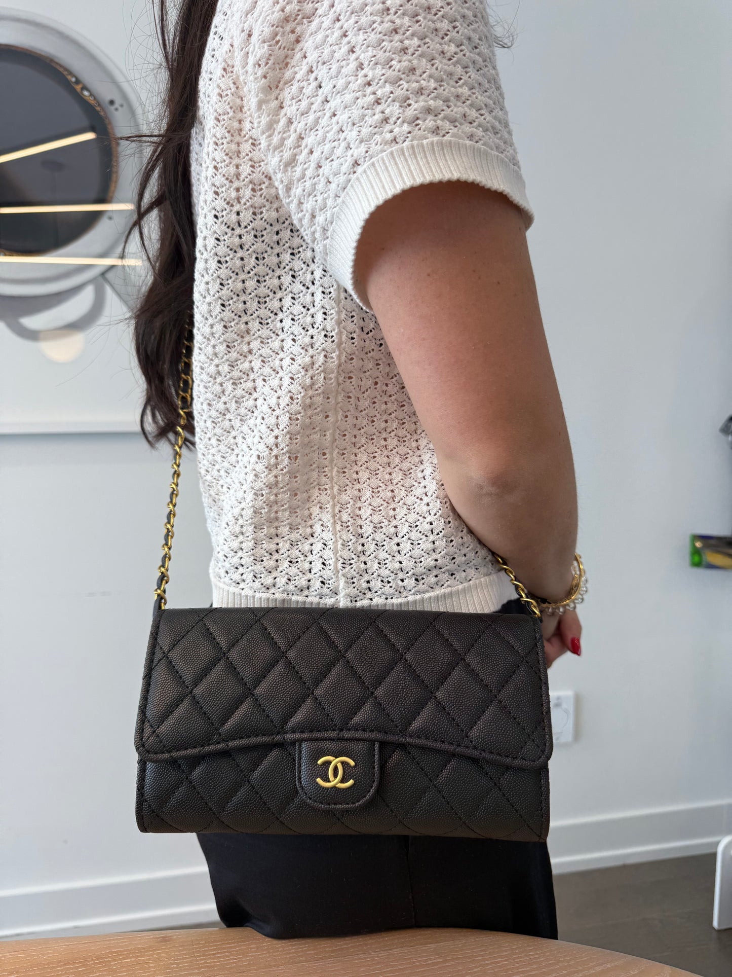 Brand new in box Rare Chanel Makeup black/gold Original strap WOC wallet on chain! Fits phones keys makeup lipstick etc