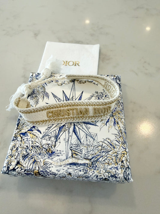 Authentic Brand New in box Dior adjustable strap white / gold bracelet fits all sizes