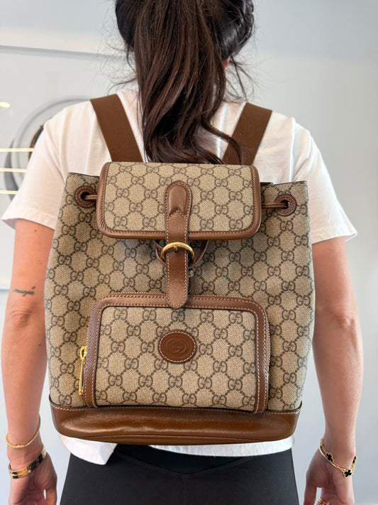 Authentic Gucci Supreme Magnetic Closure 9.9/10 condition adjustable straps leather trim! Retail $4000!