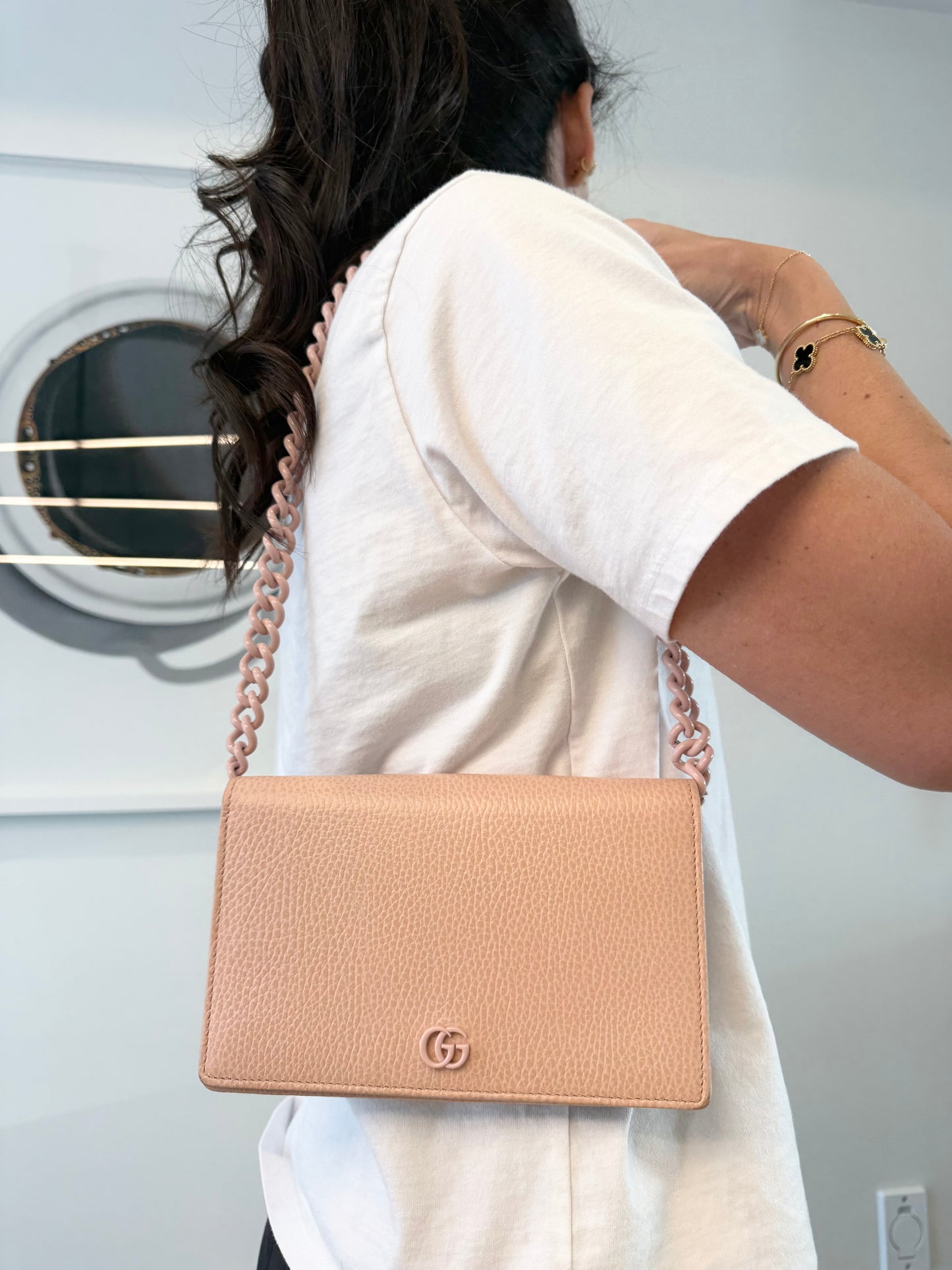 Authentic Gucci Marmont Pink WOC wallet with original heavy duty chain plus extendable crossbody strap! 9.5/10 condition retail $2500