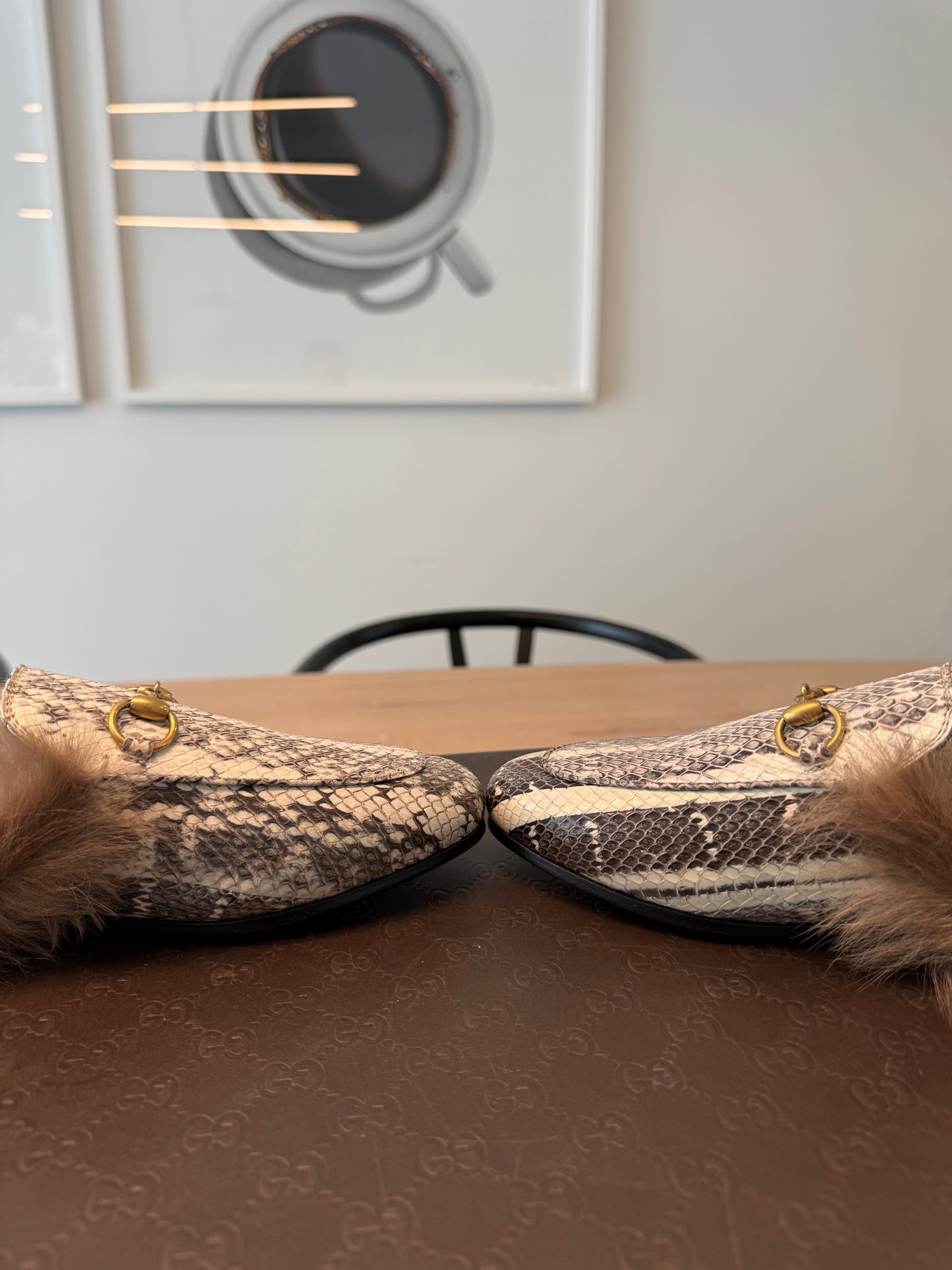 Authentic Gucci genuine Python sherling Princetown mules limited edition size 35 women’s retail over $2500 brand new ! Just tried on