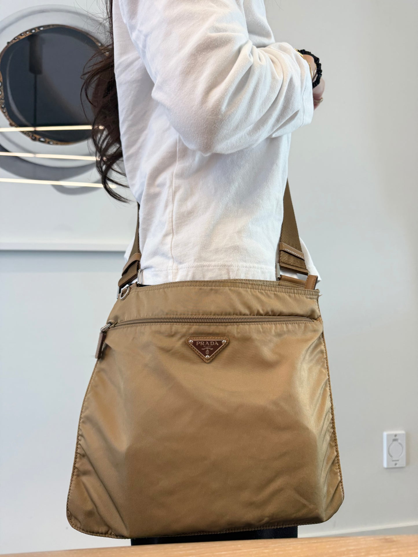 Authentic Prada Nylon double zipper adjustable strap crossbody ! Similar styles are over $3000 new