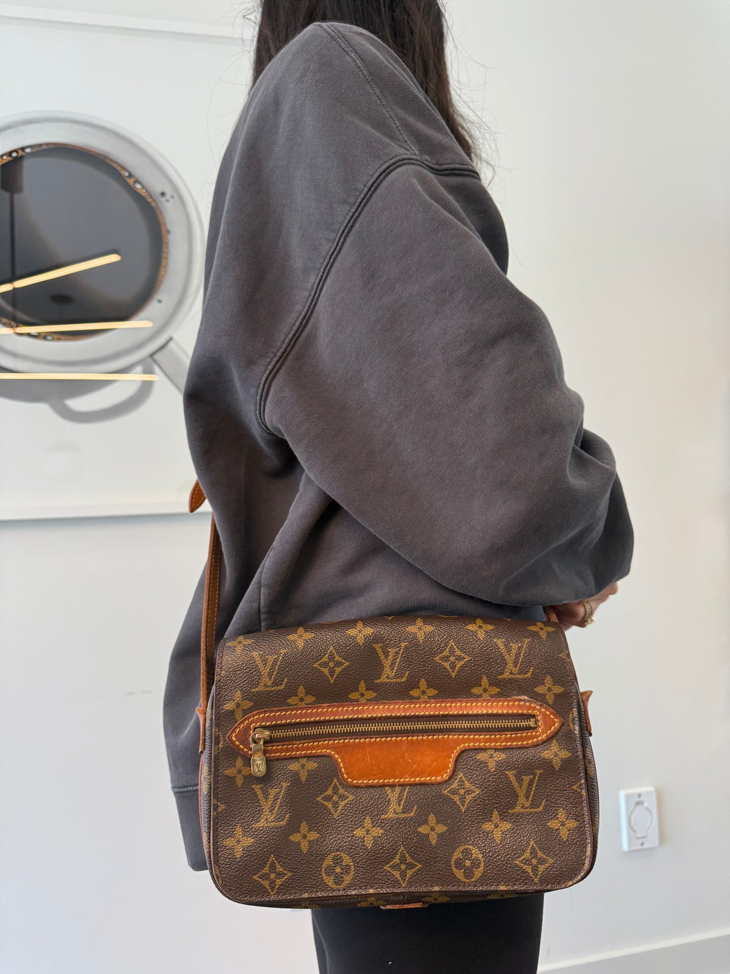 Louis Vuitton monogram senlis adjustable strap flap over crossbody ! Fits phones etc zipper top inside !