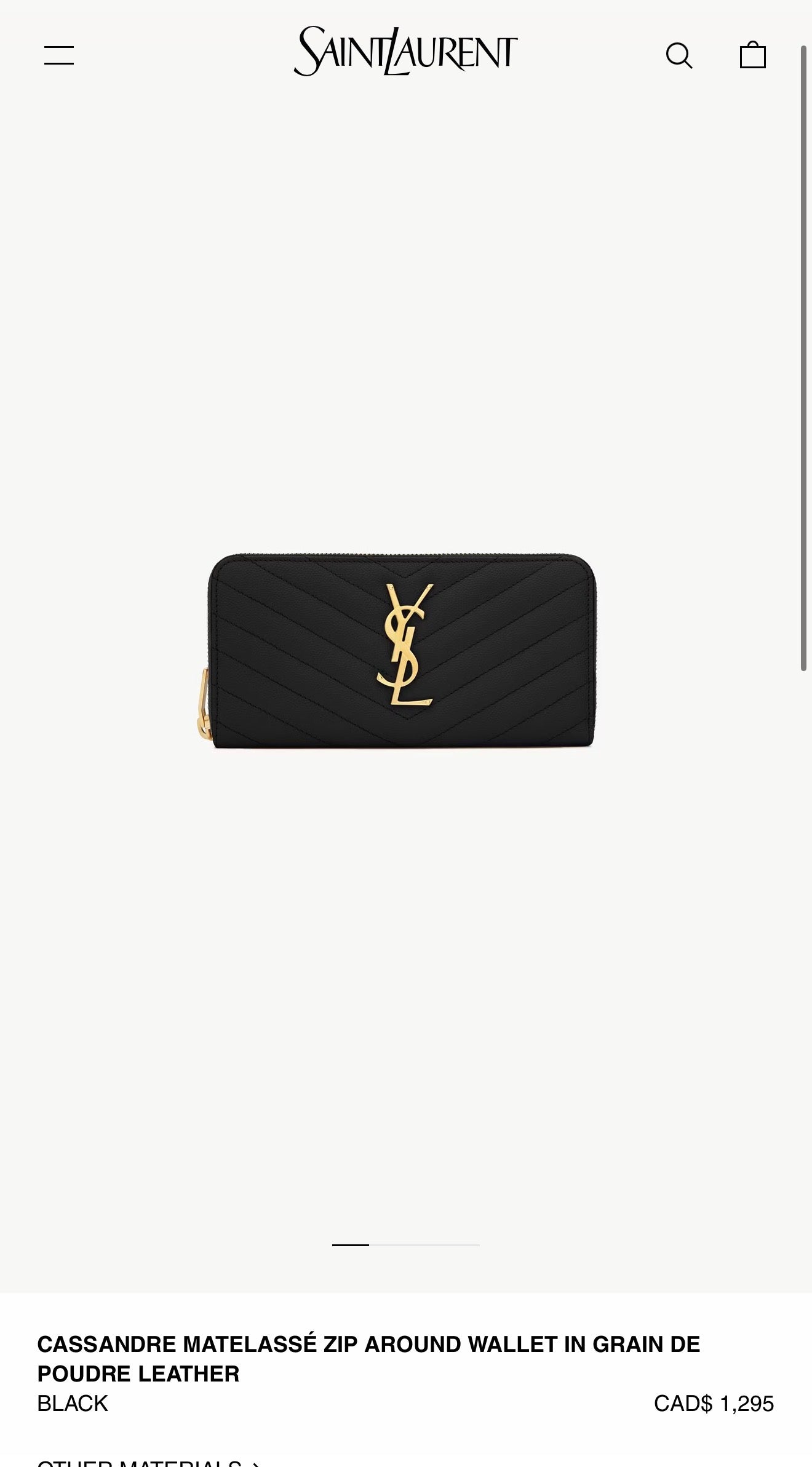 Authentic Yves Saint Laurent Metallic Silver Gold Logo zip around ! Retail $1200