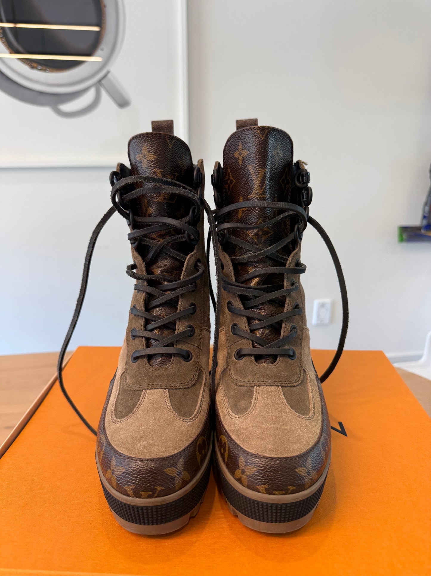 Authentic Louis Vuitton Laureate Platform Desert Boots size 36.5 in dustbag box and paper bag ! Client paid $2180 plus tax worn once ! Brand new condition