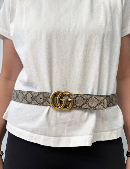 Authentic Gucci Supreme GG Marmont Reversible supreme and black size 80 belt retail $805+tax size 80 fits xxs xs and small!