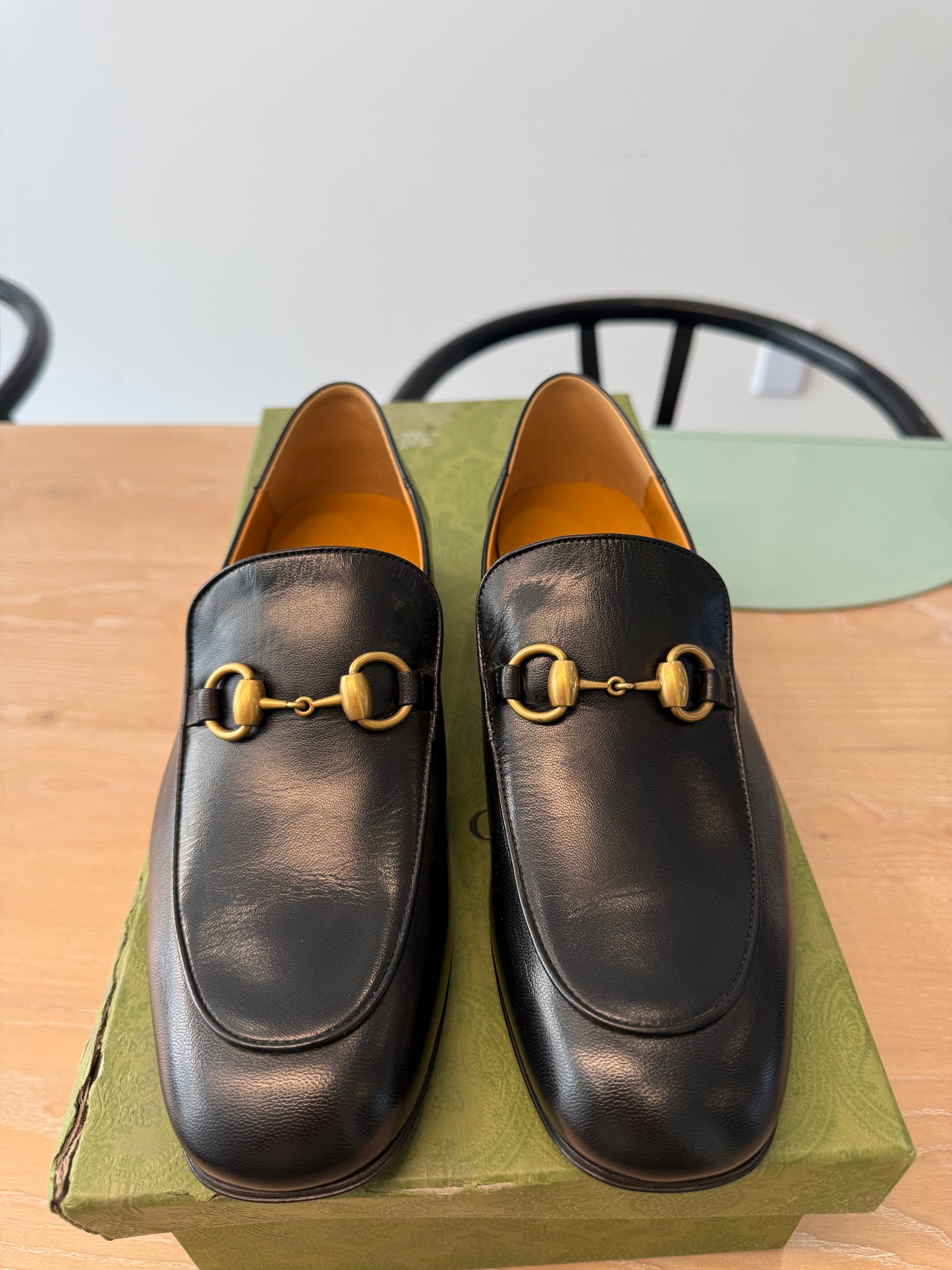 Authentic Gucci Goatskin Womens Horsebit Mid-Heel Loafers 39 Black retail $1699!! Asking over 60% off