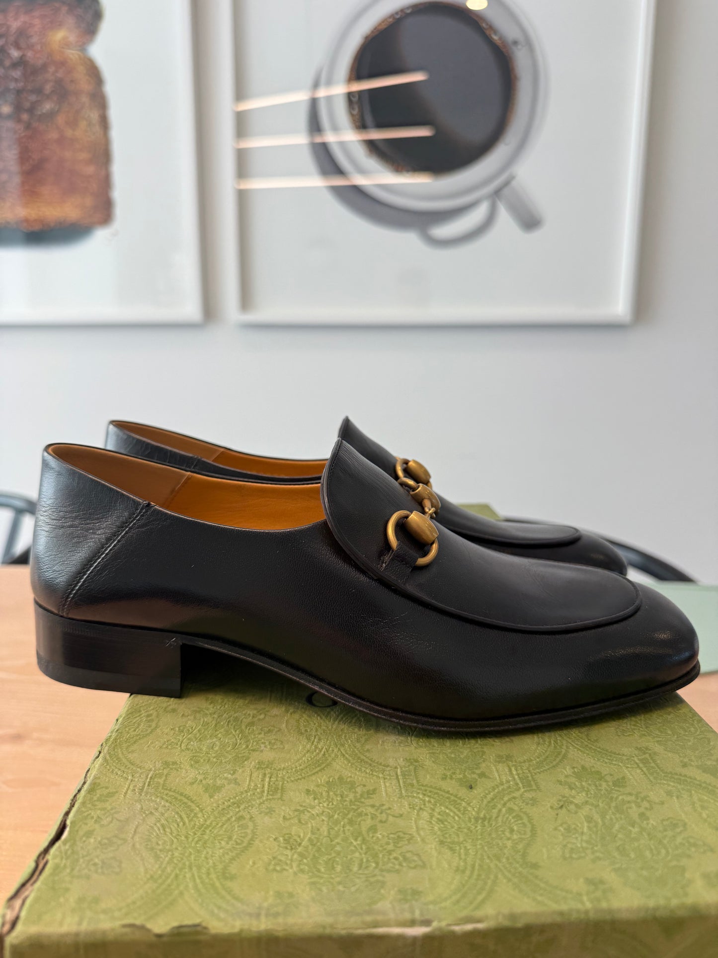 Authentic Gucci Goatskin Womens Horsebit Mid-Heel Loafers 39 Black retail $1699!! Asking over 60% off