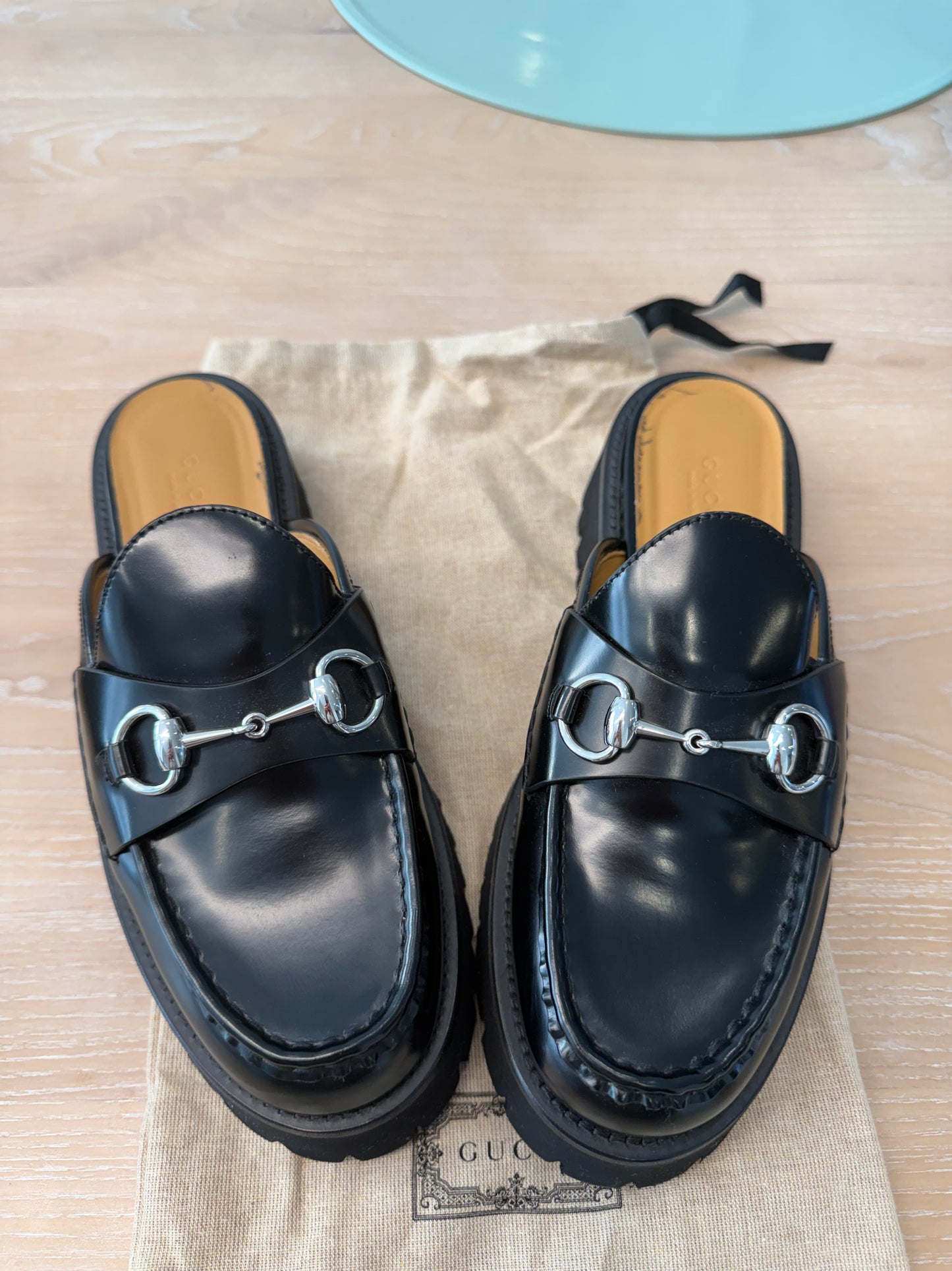 Authentic Gucci Black/ Silver Patent Leather Mule Horsebit brand new in dustbag women’s size 38! Client paid over $1500 with tax ! Never worn !