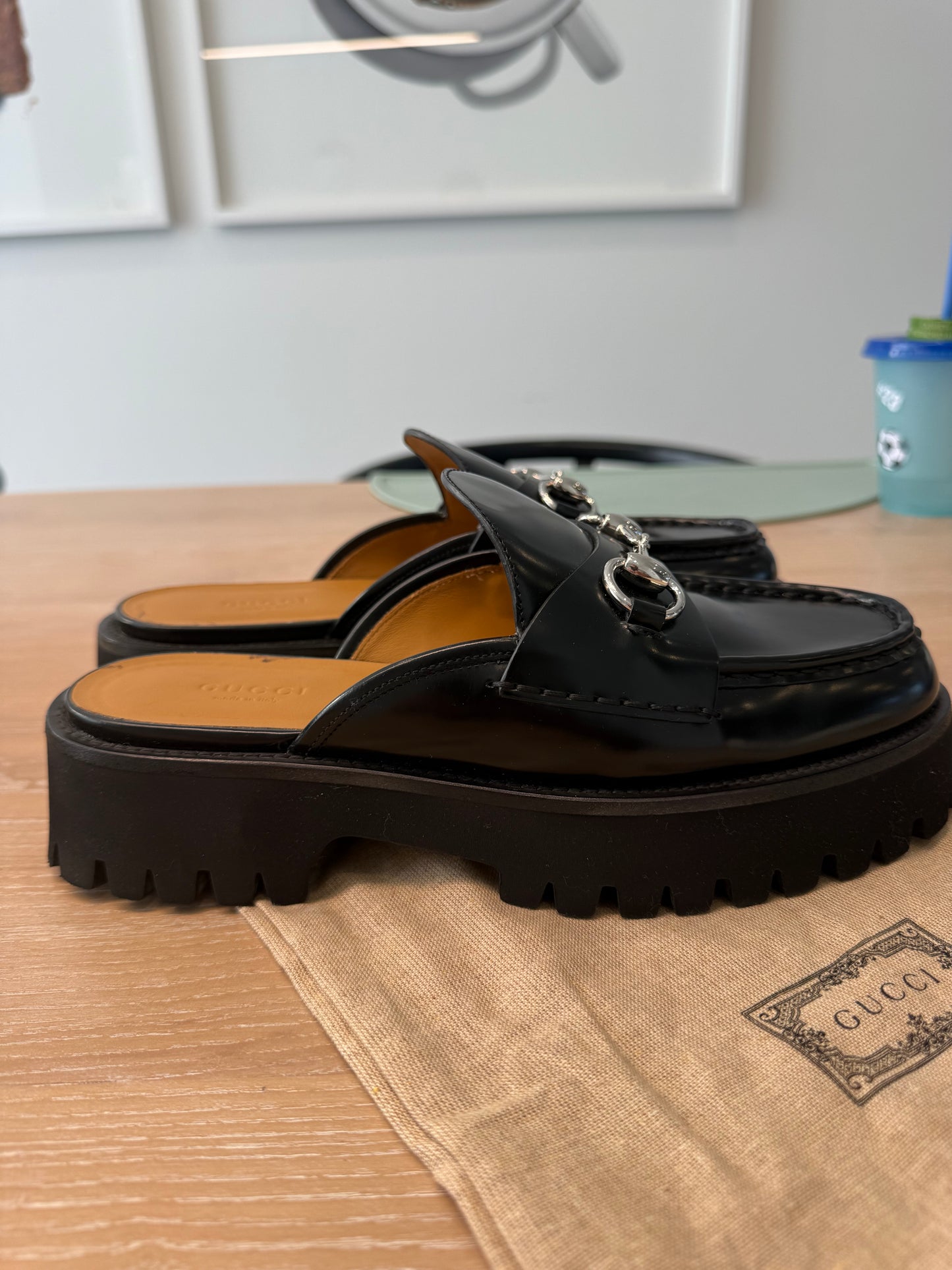 Authentic Gucci Black/ Silver Patent Leather Mule Horsebit brand new in dustbag women’s size 38! Client paid over $1500 with tax ! Never worn !