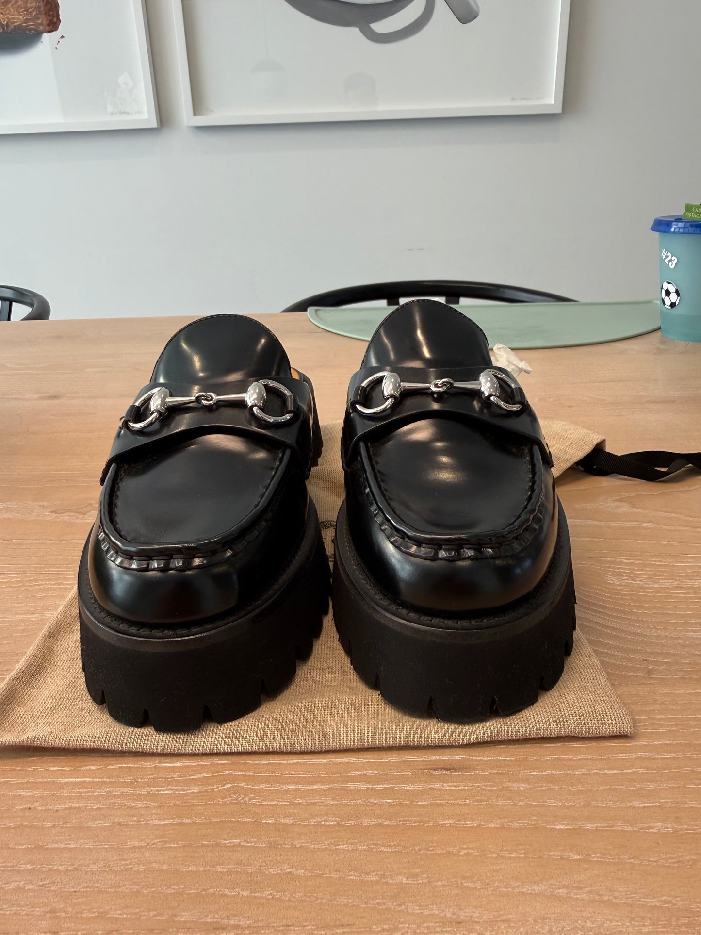 Authentic Gucci Black/ Silver Patent Leather Mule Horsebit brand new in dustbag women’s size 38! Client paid over $1500 with tax ! Never worn !
