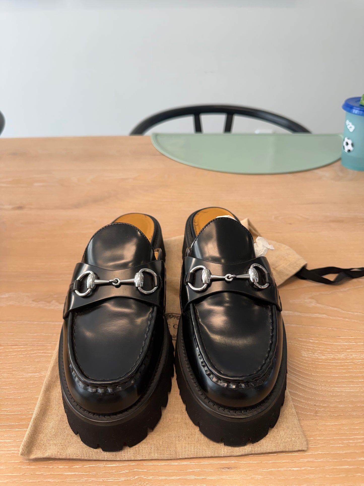 Authentic Gucci Black/ Silver Patent Leather Mule Horsebit brand new in dustbag women’s size 38! Client paid over $1500 with tax ! Never worn !