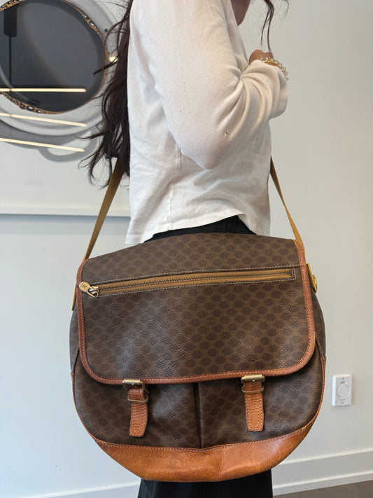 Celine macadam double buckle adjustable strap crossbody fits laptops etc