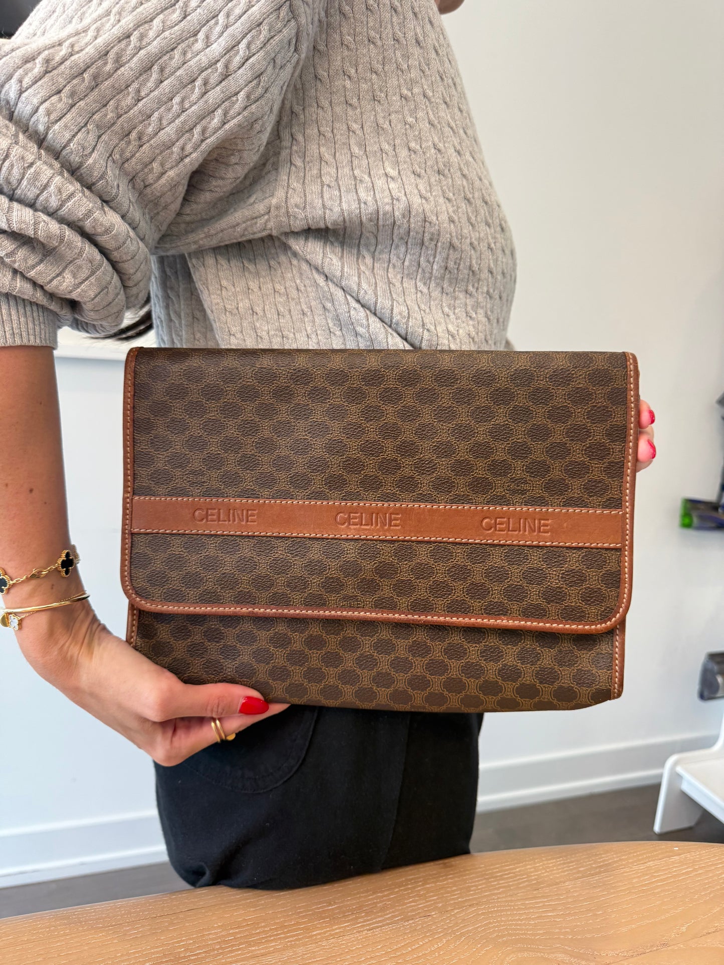 Celine macadam crossbody clutch in gorgeous condition with original strap! Fits phones keys wallets etc