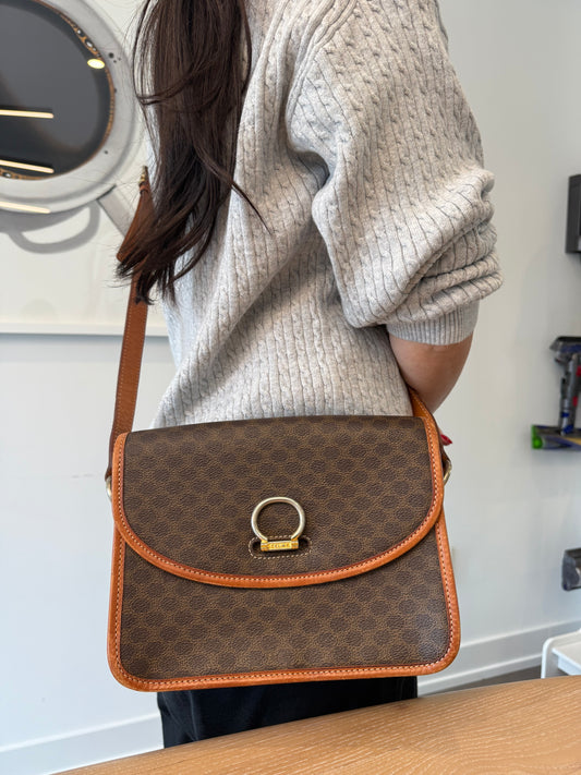 Celine macadam adjustable strap crossbody bag!! Absolutely pristine!!! Fits phones keys wallets etc