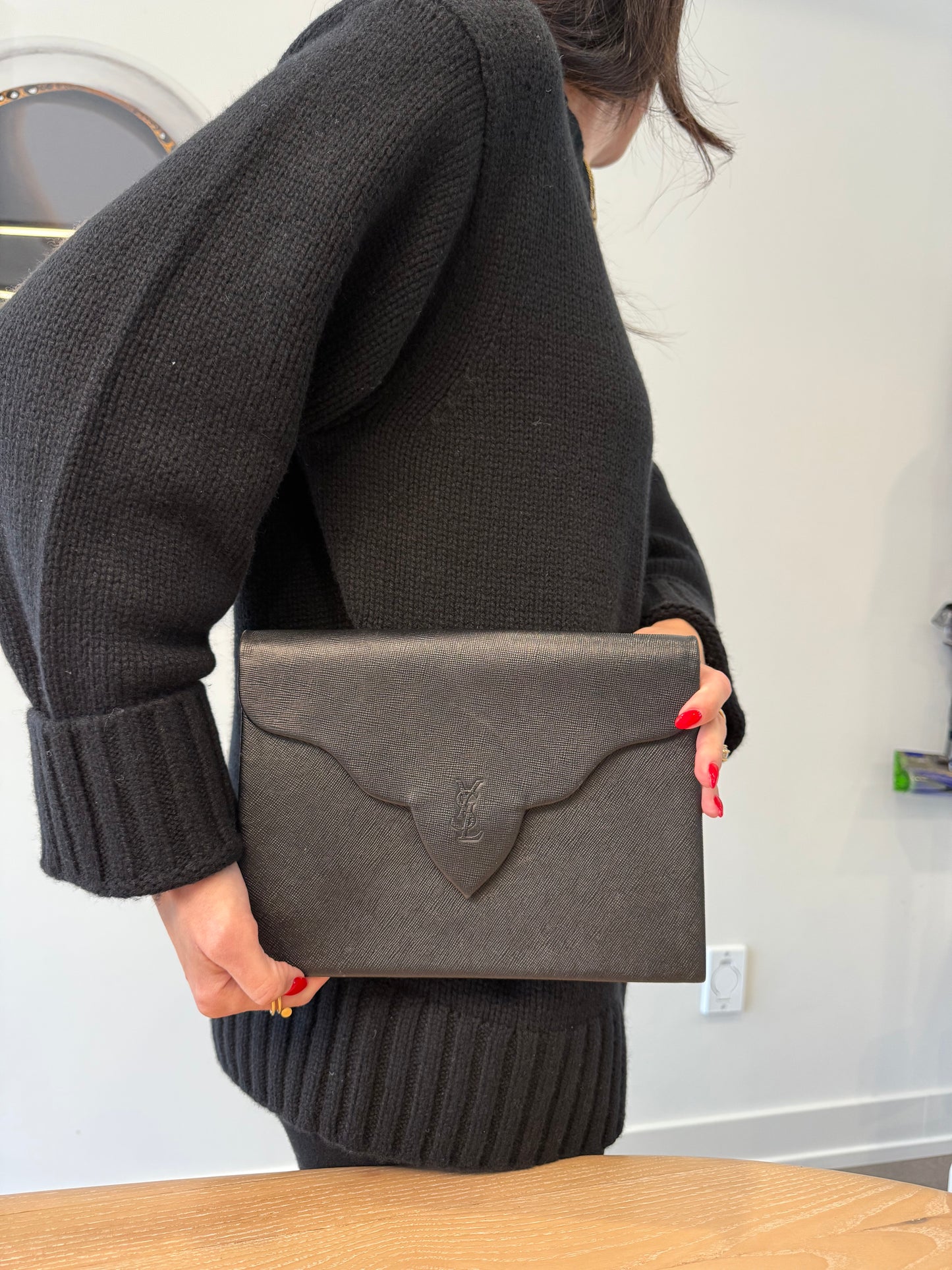 Yves saint Laurent magnetic closure crossbody clutch with added strap!