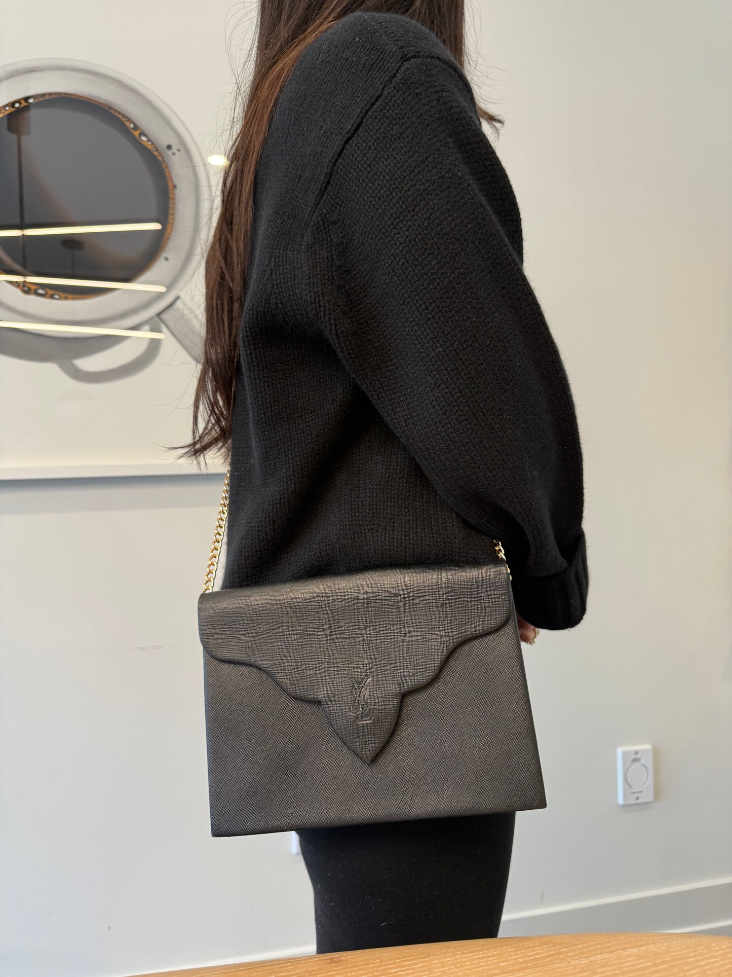 Yves saint Laurent magnetic closure crossbody clutch with added strap!